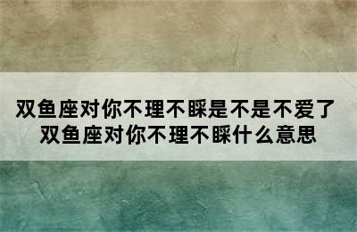 双鱼座对你不理不睬是不是不爱了 双鱼座对你不理不睬什么意思